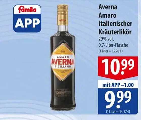 Averna Amaro italienischer Kräuterlikör 0,7-Liter-Flasche