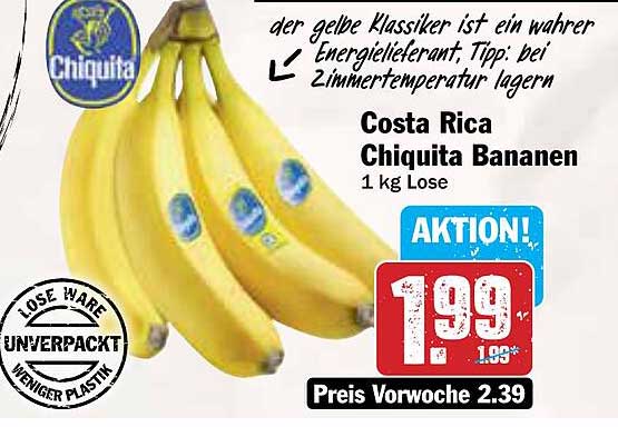 Costa Rica Chiquita Bananen 1 kg Lose