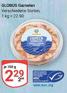 GLOBUS Garnelen - Verschiedene Sorten, je 100 g für nur 2,29 €