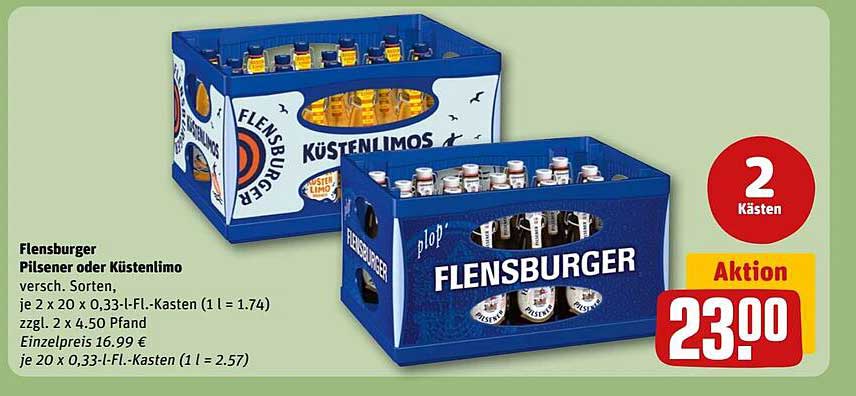 Flensburger Pilsener oder Küstentimo – 2 Kästen für 23,00 €