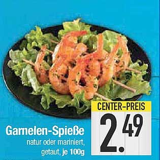 Garnelen-Spieße natur oder mariniert, getaut, je 100g