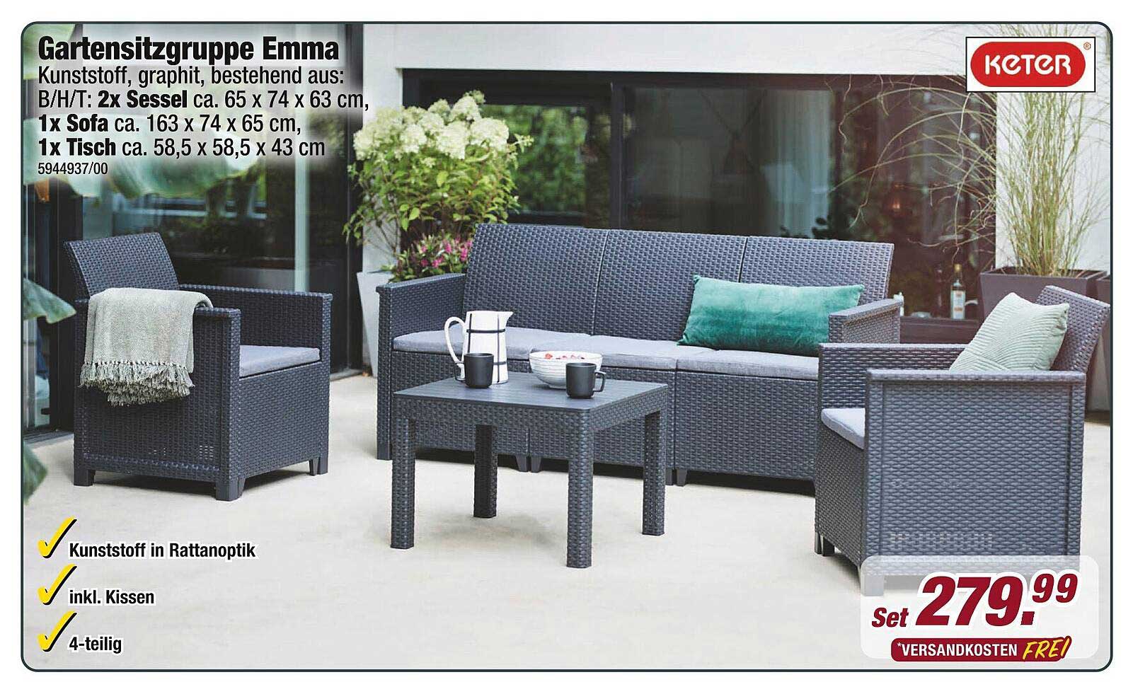 Gartensitzgruppe Emma 4-teilig von Keter
