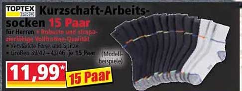 Toptex Pro Kurzschaft-Arbeits-Socken – 15 Paar für Herren