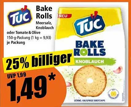 TUC Bake Rolls Knoblauch 150 g - 25% billiger!